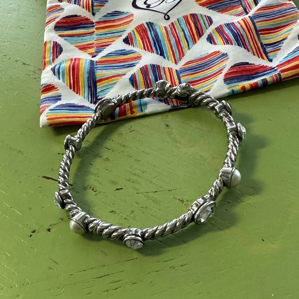 Brighton Monte Carlo Pearl and Crystal Silver Bracelet